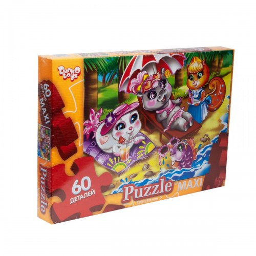 Пазлы Maxi "Зверюшки на пляже", 60 элементов (Dankotoys)