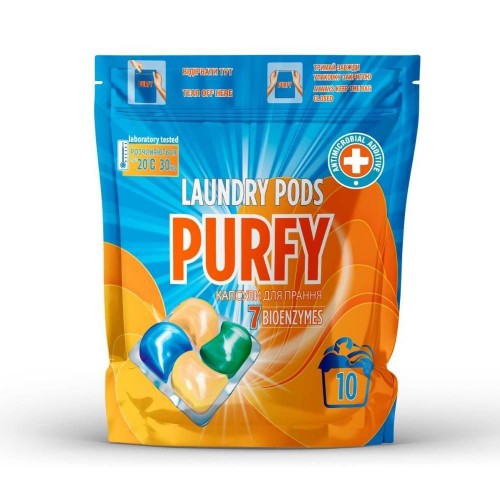 Средство для стирки в капсулах "Purfy" 10шт*19г/190г (Purfy)