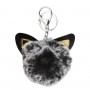 Брелок хутряний Пухнастик-котик, чорний (MiC)
