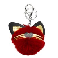 Брелок хутряний Пухнастик-котик, БОРДОВЫЙ