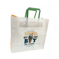 Пакет бумажный с ручками Крафт белый 32х15х30 см