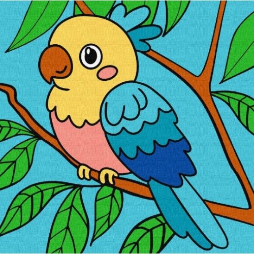 Картина за номерами "Яскрава папужка" 25х25 см (Ідейка)