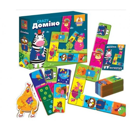 Настольная игра "Crazy KoKo: Домино Зверята" (укр) (Vladi Toys)