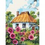 Картина по номерам "Мальвы у дома" 30x40 см (Ідейка)