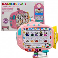 Магнітна гра (магнітний стилус, магнітна риболовля, дошка пиши-стирай, 4 маркери) РОЖЕВИЙ