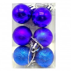 Новорічні прикраси, 6 штук, кульки діаметр - 2,5 см (СИНІ) Новорічні прикраси, 6 штук, кульки діаметр - 2,5 см (СИНІ)