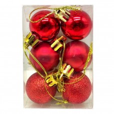 Новорічні прикраси, 6 штук, кульки діаметр - 2,5 см (ЧЕРВОНІ) Новорічні прикраси, 6 штук, кульки діаметр - 2,5 см (ЧЕРВОНІ)