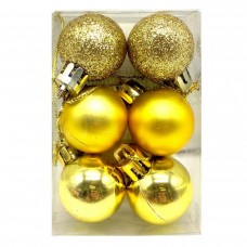 Новорічні прикраси, 6 штук, кульки діаметр - 2,5 см (ЗОЛОТІ)