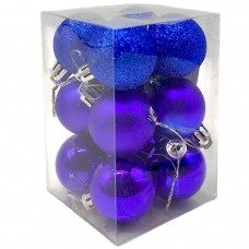 Новорічні прикраси  12 штук, діаметр - 3 см (СИНІ)