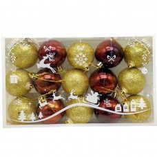 Новорічні прикраси, 15 штук, кульки, D=5 см, у слюді Новорічні прикраси, 15 штук, кульки, D=5 см, у слюді
