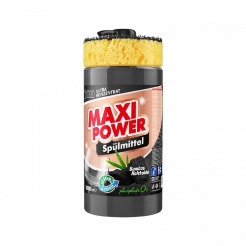 MAXI POWER Средство для мытья посуды Черный уголь 1л (MAXI POWER)