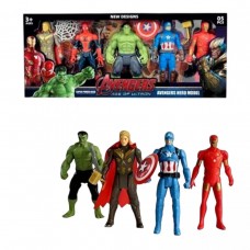 Набор героев 5 фигурок, подсветка на груди, средняя высота 15 см, подвижные конечности и голова, оружие, паутина, щит, коробка