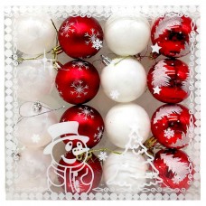 Новорічні прикраси,16 штук, кульки, D = 6 см, в слюді