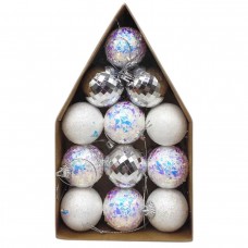 Новорічні прикраси, 12 штук, D=4 см, в коробці