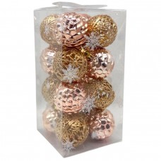 Новогодние украшения, 16 штук, шарики, D=6 см, в слюде