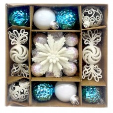 Новогодние украшения, шарики, цветок, узорные конфеты, 22 штуки, диаметр 5.5 и 3.5 см.
