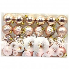 Новогодние украшения, шарики, 18 штук, (ЗОЛОТО-РОЗОВЫЕ)