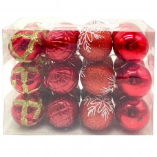 Новогодние украшения, 24 штук, шарики, D=5,5 см, в слюде