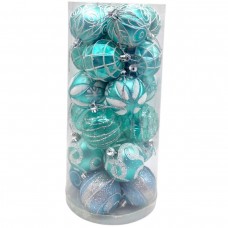 Новогодние украшения, 24 штуки, шарики, D=6 см, в слюде