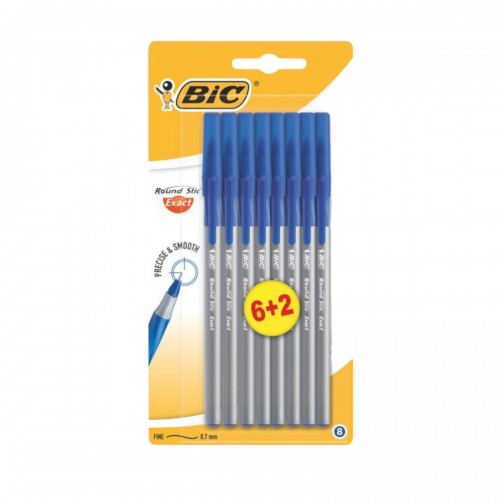 BIC Ручка Round Stic Exact Синяя 6+2бл. (BIC)