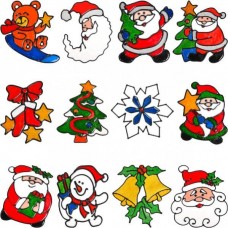 Наклейка силиконовая с новогодними рисунками на стекло (микс видов, цена за 1 шт) 15*15см
