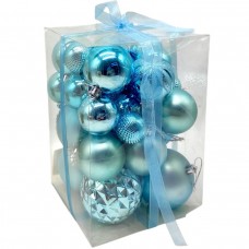 Новорічні прикраси кульки, 30 штук, (БЛАКИТНІ)