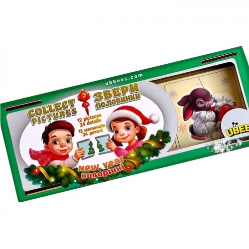 Деревянный пазл "Половинки: Животные" (Ubee) Деревянный пазл "Половинки: Животные" (Ubee)