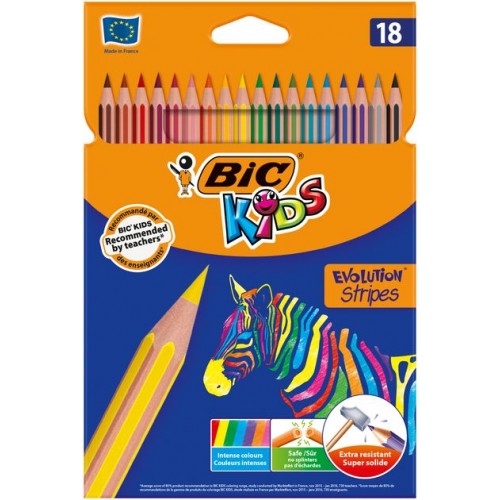 Карандаши цветные BIC Evolution Stripes 18 цветов (BIC) Карандаши цветные BIC Evolution Stripes 18 цветов (BIC)