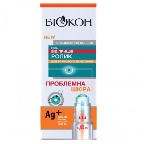 Биокон Роликовый гель против прыщей Проблемная кожа, 10 г (Біокон) Биокон Роликовый гель против прыщей Проблемная кожа, 10 г (Біокон)