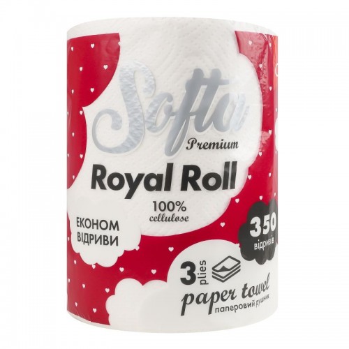 Бумажные полотенца Softa Royal Roll 3 слоя 350 отрывов (Chisto) Бумажные полотенца Softa Royal Roll 3 слоя 350 отрывов (Chisto)