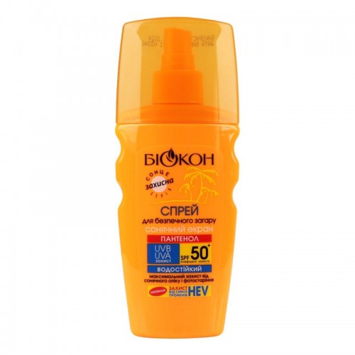 Биокон Спрей для безопасного загара Солнечный экран SPF-50+, 160 мл (Біокон)