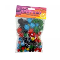 Помпони блискучі, різні розміри,5 кольорів,80шт