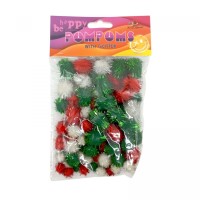 Помпоны блестящие, разные размеры,3 цвета,80шт