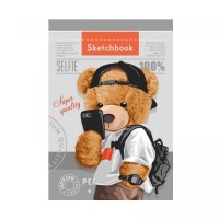 Скетчбук 36 листов, (МИШКА В КЕПЦЕ)