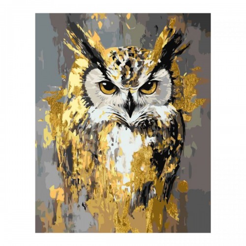 Картина за номерами Тварини. Сова э фарбами металік 40*50 см Орігамі (Origami)