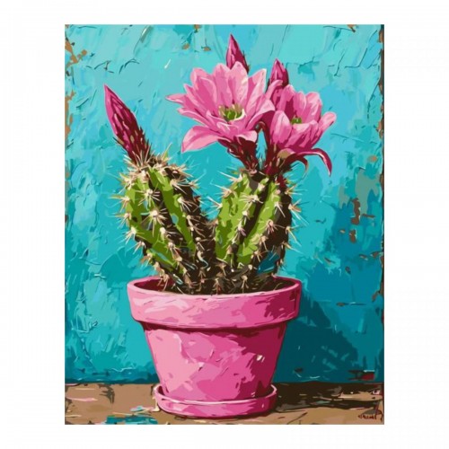 Картина за номерами Квіти. Рожевий кактус 40*50 см (Origami)
