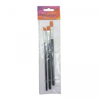 Набор кистей для рисования,Нейлон,размер 8,10,12,3шт.в пакете,плоская головка,деревянная ручка