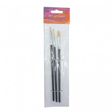 Набір пензлів для малювання,Щетина,розмір 2,4,6, 3шт.в пакеті,плоска головка,деревʼяна ручка