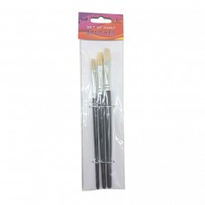 Набір пензлів для малювання,Щетина,розмір 8,10,12 3шт.в пакеті,плоска головка,деревʼяна ручка