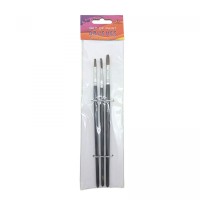 Набір пензлів для малювання,Поні,розмір 8,10,12, 3шт.в пакеті,плоска головка,деревʼяна ручка