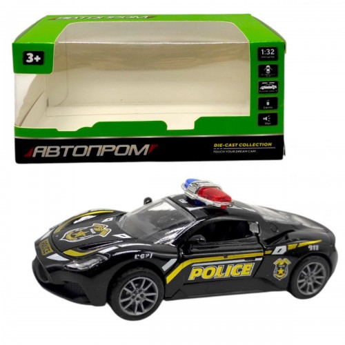 Машинка металева 1:32, ПОЛІЦЕЙСЬКА (ЧОРНА) (Автопром)