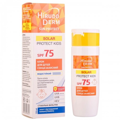 Биокон Средство от загара Hirudo Derm Sun Protect Solar Protect Kids SPF75, Солнцезащитный крем для детей, 150мл (Біокон)