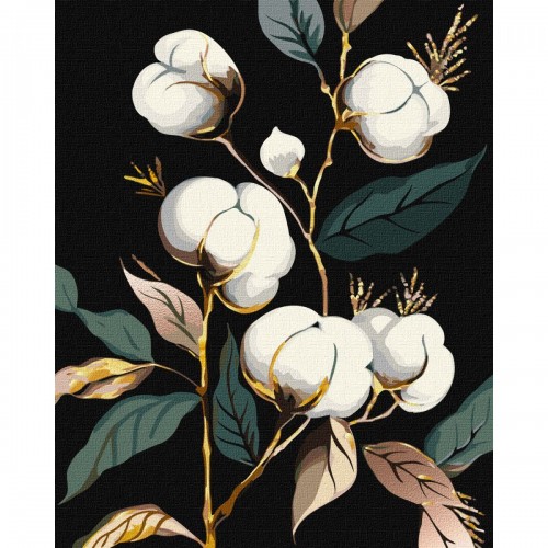 Набір для розпису по номерах. "Білосніжна бавовна з фарбами металік extra" 40х50см (Ідейка)