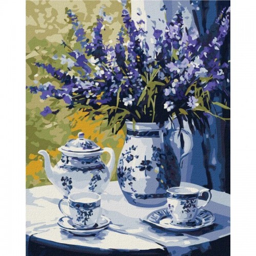 Картина за номерами "Чаювання з лавандою" 40х50 см (Ідейка)