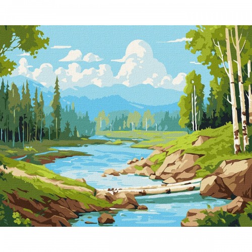 Картина за номерами "У березовому гаю" 40х50 см (Ідейка)