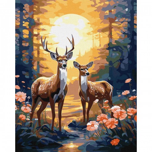 Картина за номерами "Граціозні олені" 40х50 см (Ідейка)