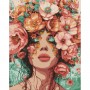 Алмазна мозаїка "Дівчина у квітах", (40х50 см.) (Ідейка)