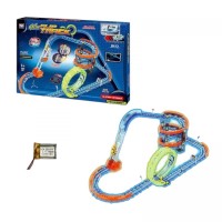 Игровой автотрек из 69 элементов, со встроенным аккумулятором, подсветка, светящийся в темноте, трюки, муляжи окружения, в коробке