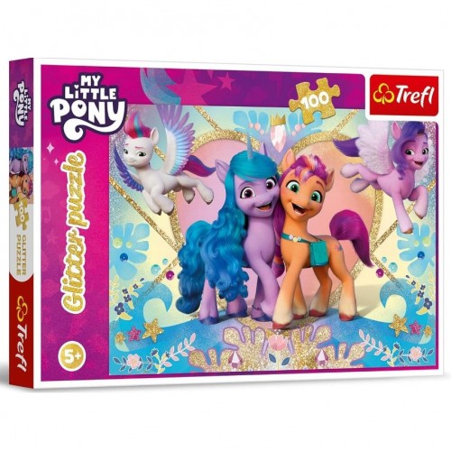 Пазли - 100 ел, Глітерні "Поні. Подружки" (Trefl)