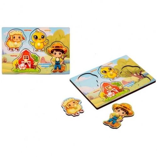 Сортер-вкладиш "Ферма" деревʼяний (PuzzleOk)